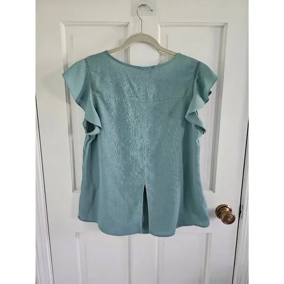 #109 Haute Monde Womens top, moss green, sz XL - Picture 3 of 4